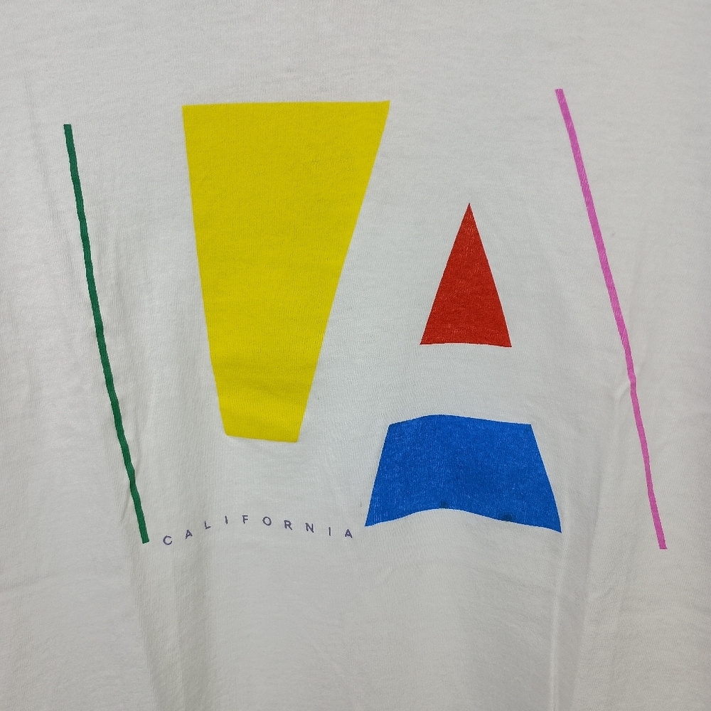 Vintage 80s LA California T Shirt White Large Short Sleeve Single Stitch USA - Picture 2 of 15